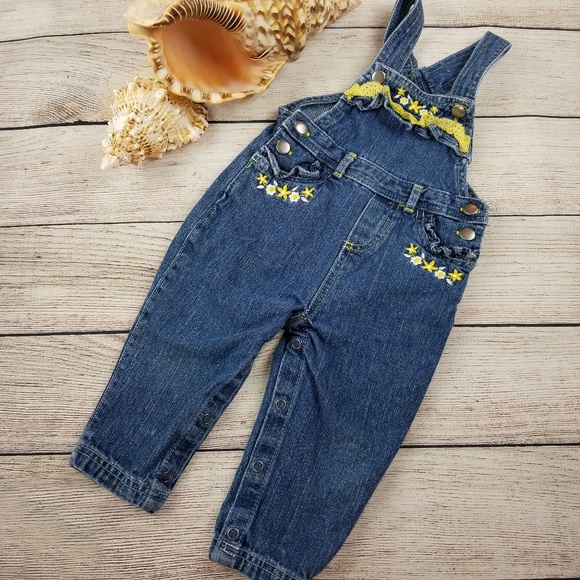 Wonderkids Other - Overalls yellow embroidered flowers Sz 18 mos